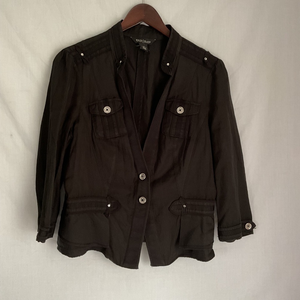 White House Black Market Military Jacket Button Front Blazer Size 12